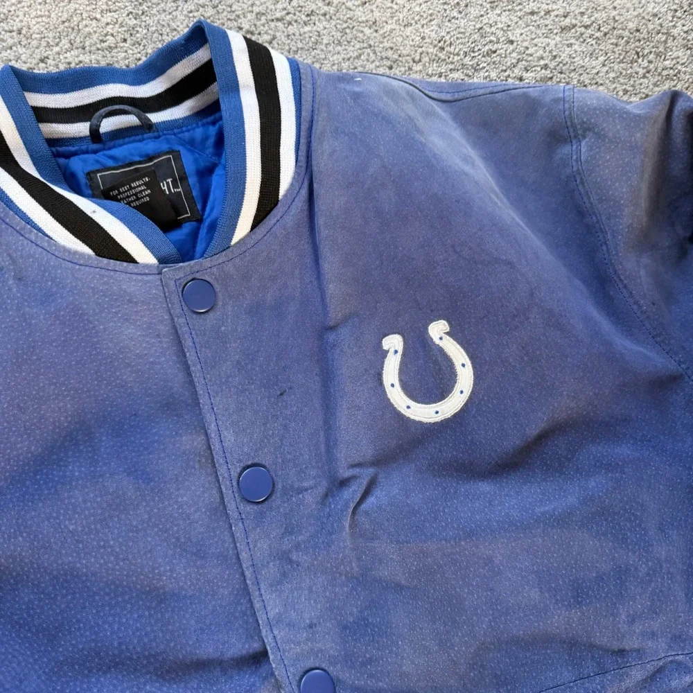 Vintage Spotlight Indianapolis Colts Blue Suede Leather Varsity Jacket Large